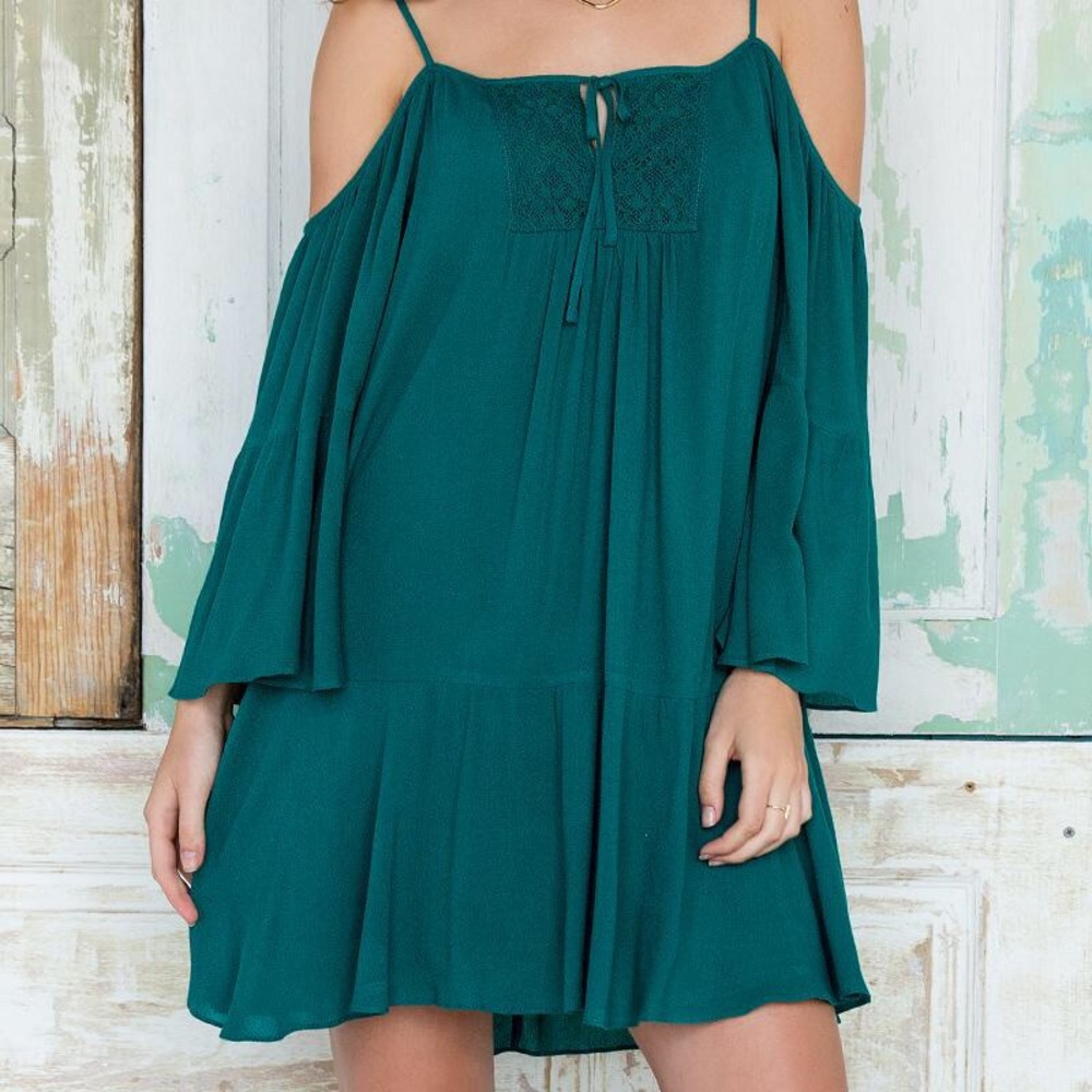 Francesca’s Green Cold Shoulder Dress